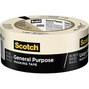Scotch General Purpose Masking Tape, 1.88 in x 60.1 yd, Beige, Sticks for Up to 5 Days, Removes Easily Without Leaving Sticky Residue, Easy-to-Tear Masking Tape (2050-48MP)