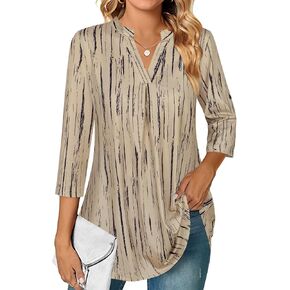 قمصان عمل نسائية من Ninedaily كاجوال 3/4 كم ورقبة على شكل حرف V من الشيفون in Kuwait