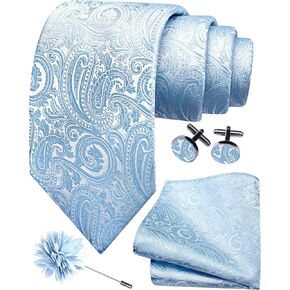 GUSLESON 3.15"（8cm） Mens Tie and Lapel Pin Paisley Necktie Hankerchief Cufflinks Set for Men in Saudi Arabia