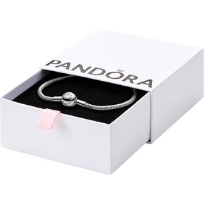 PANDORA Moments Snake Chain Bracelet - Compatible with PANDORA Moments Charms - Sterling Silver Charm Bracelet for Women - 7.9" - With Gift Box