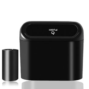 Car Trash Can Bin with Lid - 2 Packs Universal Vehicle Mini Leakproof Garbage Can Bin with 40pcs Trash Bags Car Organizers and Storage for Front Back Seat Accessories for Auto Office Home(Black)