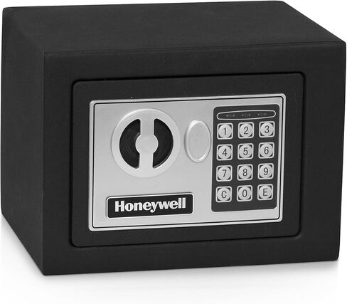Honeywell Safes & Door Locks - Bolt Down Small Safe Box with Digital Lock for Home - Steel Security Electronic Lock Box - Cabinet & Door Design Safe with 2 Keys - 0.17-Cubic Feet - Black - 5005 in Kuwait