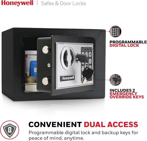 Honeywell Safes & Door Locks - Bolt Down Small Safe Box with Digital Lock for Home - Steel Security Electronic Lock Box - Cabinet & Door Design Safe with 2 Keys - 0.17-Cubic Feet - Black - 5005 in Kuwait