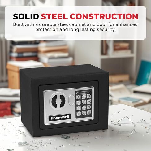 Honeywell Safes & Door Locks - Bolt Down Small Safe Box with Digital Lock for Home - Steel Security Electronic Lock Box - Cabinet & Door Design Safe with 2 Keys - 0.17-Cubic Feet - Black - 5005 in Kuwait