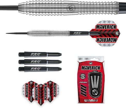 WINMAU Maverick 21-25 Gram Professional Steeltip Tungsten Darts Set with Flights and Stems (Shafts) in Saudi Arabia