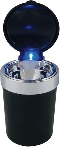 RoadPro RPVE-649LA Self-Extinguishing Portable Ashtray with Blue LED Light Cupholder Ashtray for Car or Truck Illuminated, Black in Saudi Arabia