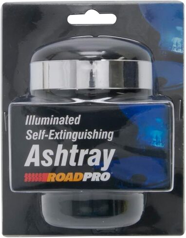 RoadPro RPVE-649LA Self-Extinguishing Portable Ashtray with Blue LED Light Cupholder Ashtray for Car or Truck Illuminated, Black in Saudi Arabia