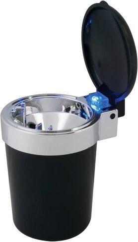 RoadPro RPVE-649LA Self-Extinguishing Portable Ashtray with Blue LED Light Cupholder Ashtray for Car or Truck Illuminated, Black in Saudi Arabia