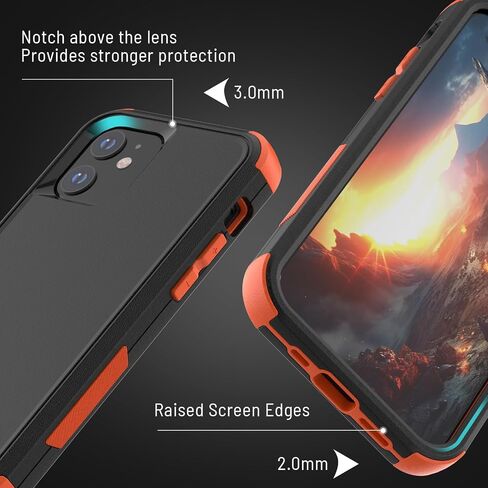 حافظة متينة لهاتف iPhone 12/12 Pro [مقاومة للسقوط] [مقاومة للصدمات] 3 طبقات شديدة التحمل للحماية من السقوط لهاتف iPhone 12/12 Pro 6.1 بوصة مع 2 واقي شاشة من الزجاج المقسى (أسود) in Saudi Arabia