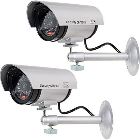كاميرا WALI الشمسية المزيفة، كاميرات أمان وهمية مع ضوء مستشعر للحركة، كاميرا CCTV للمراقبة الأمنية للأماكن الداخلية والخارجية (TCW2-SOL)، عبوتان، أبيض in Kuwait