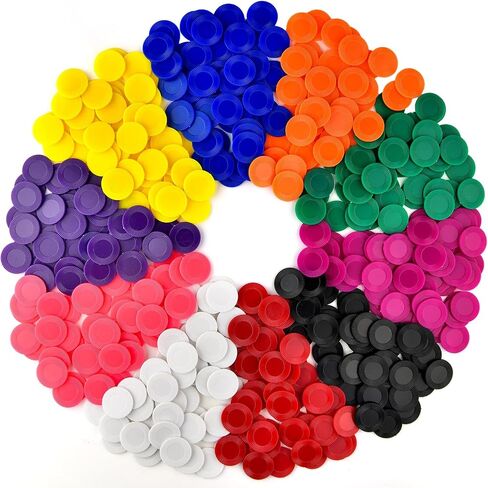 Coopay 1000 Pieces Plastic Poker Chips Poker Card Game Chips Bulk 10 Colors Learning Counters Disks Bingo Chip Counting Markers for Math Practice, Game Tokens and Teaching Rewards, 25 mm/ 1 Inch in Saudi Arabia