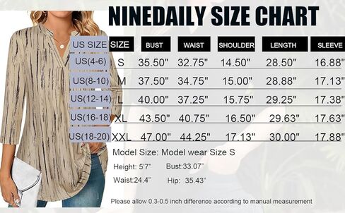 Ninedaily Womens Tops Dressy Casual 3/4 Sleeve V Neck Chiffon Shirt Work Blouses in Kuwait