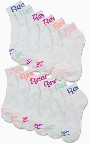 Reebok Girls' Socks - Athletic Quarter Cut Socks (12 Pack) in Kuwait