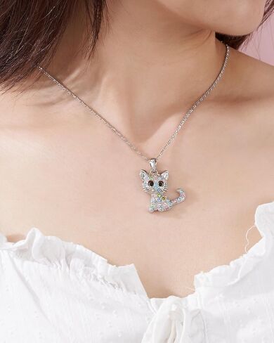 Lanqueen Kitty Cat Pendant Necklace Jewelry for Women Girls Cat Lover Gifts Daughter Loved Necklace 18+2.4 inch Chain in Kuwait