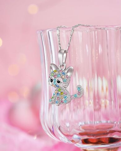 Lanqueen Kitty Cat Pendant Necklace Jewelry for Women Girls Cat Lover Gifts Daughter Loved Necklace 18+2.4 inch Chain in Kuwait