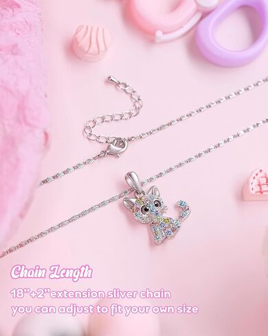 Lanqueen Kitty Cat Pendant Necklace Jewelry for Women Girls Cat Lover Gifts Daughter Loved Necklace 18+2.4 inch Chain in Kuwait
