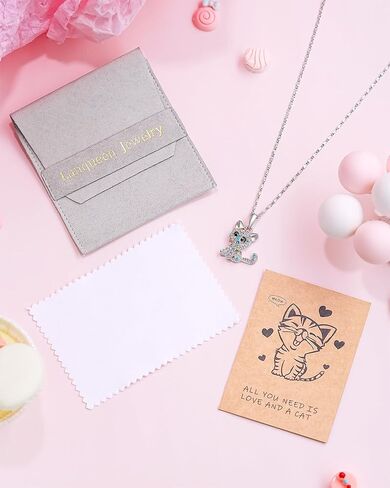 Lanqueen Kitty Cat Pendant Necklace Jewelry for Women Girls Cat Lover Gifts Daughter Loved Necklace 18+2.4 inch Chain in Kuwait