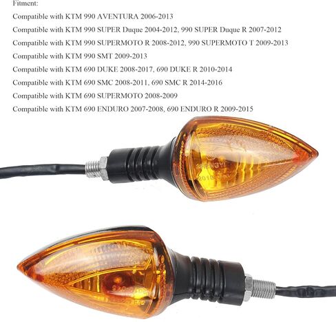 2 Pcs Motorcycle Front or Rear Turn Signal Indicators Compatible with KTM 990 690 Adventure Super Duke SMT SMC Enduro (Amber) in Kuwait