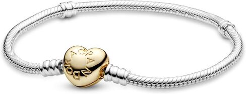سوار من PANDORA Jewelry Moments مزود بسلسلة على شكل ثعبان على شكل قلب، مقاس 19.05 سم، مع صندوق هدايا in Kuwait