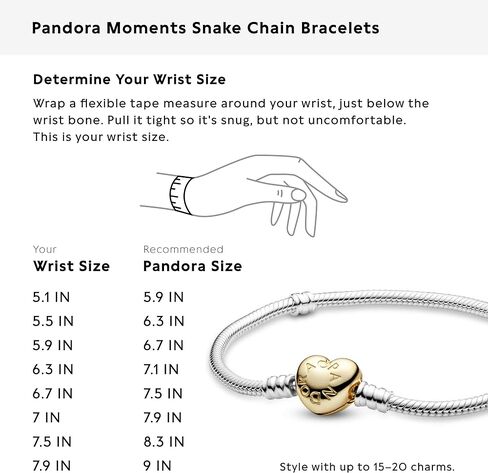 سوار من PANDORA Jewelry Moments مزود بسلسلة على شكل ثعبان على شكل قلب، مقاس 19.05 سم، مع صندوق هدايا in Kuwait