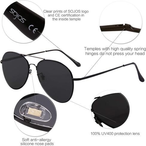 SOJOS Trendy Aviator Sunglasses for Women and Men in Kuwait