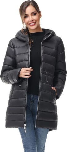 خيار آخر للنساء سترة منتفخة بغطاء للرأس دافئة وخفيفة الوزن ومبطنة وقابلة للتعبئة معطف منتفخ ملابس خارجية in Kuwait