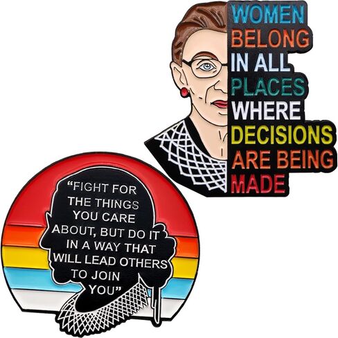 CaseNN for RBG دبوس لينة المينا دبابيس نيمة شهيرة أرسلت ل Ruth Bader Ginsburg العدالة دبوس بروش للنساء شارات دبوس الكرتون الشكل بروش لحقائب الملابس الستر اكسسوارات قبعة الديكور in Kuwait