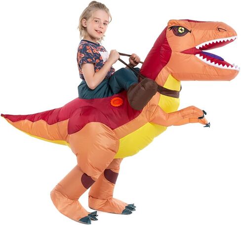 HSCTEK Child Inflatable Ride on Dinosaur Costume, T-rex, Velociraptor, Triceratops, Dilophosaurus, Pteranodon, Carnotaurus in Saudi Arabia
