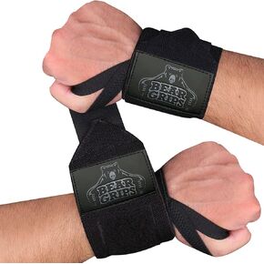Bear Grips Wrist Wraps for Weightlifting | Weight Lifting Wrist Straps for Weightlifting | Extra Strength Gym Wrist Wraps | Two Wrist Wrap Per Pack | 12" & 18" | Lifting Wrist Wraps for Men & Women