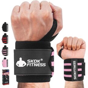 SKDK Wrist Wraps- Wrist Straps for Weightlifting with Thumb Loop,12"18"21"Professional Wrist Straps for Wrist Support,Powerlifting,Strength Training,Bodybuilding,Men & Women(Pair)
