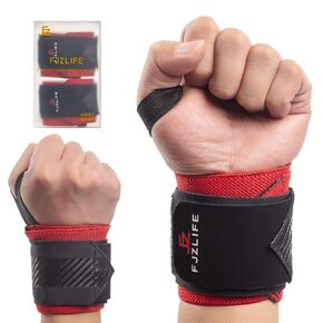 FJZLIFE Double pressure Wrist Wraps for Weightlifting, Powerlifting, Bodybuilding, Crossfit & Strength Training Wrist Support for Men and Women - Fits All Wrist Sizes | Men and Women