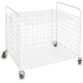 MyGift Professional Gym Metal Multi Sports Ball Storage Cart with Jumbo Industrial Wheels, Commercial Grade Portable Equipment Locker Cage for Basketball, Football, Soccer, Volleyball