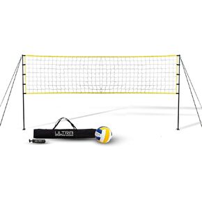 Volleyball Net - Includes 32x3 Feet Regulation Size Net, 8.5-Inch PU Volleyball, Carrying Bag, Boundary Lines, Steel Poles & Pump - Height Adjustable for Men, Women & Co-Ed Games