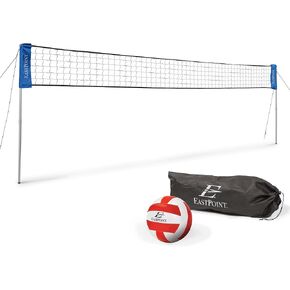 EastPoint Sports Easy-Fit Adjustable Volleyball Net - Fits Yards Adjusts from 10 ft. to 30 ft. Long - Includes All Accessories