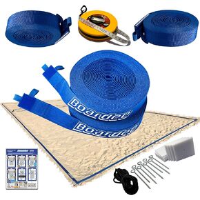 Boardee Professional Court Boundary Lines for Beach Volleyball + Beach Tennis, Foot Volley, Badminton 2 inch x Hook & Loop Adjustable (26.3' x 52.6') or (29.5'x59,05')