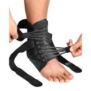 Quick Lace Up Ankle Brace for Women Men with Removable Side Splints, Adjustable Ankle Support for Sprained Ankle Injury Recovery, Ankle Stabilizer for Basketball Volleyball Tennis, 1 Unit