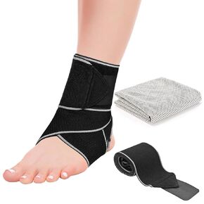 Ankle Brace for Men & Women Sports Protection Adjustable- Ankle Support Breathable Support Sleeve for Sprains, Plantar Fasciitis- 1 Size Fits All (1 pack)