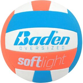 Baden | Softlight VXT2 | No Sting FlexFoam Cover | Youth Oversized Training Volleyball | K-5 Youth Players | 20% Larger + Lighter | Orange/Blue/White | Official Ball of BYOP