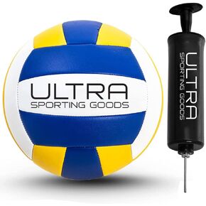 Beach Volleyball Ball and Pump - Official Size 5 Volleyball for Indoor and Outdoor Play - Soft Volleyball for Beginners, Kids, and Professionals - Play on Sand, Court, or Grass