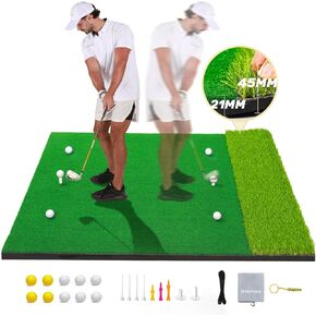 Pro Thickened Golf Mat Set - 5x4ft | Premium Indoor/Outdoor Training for Precision Golf Shots | Multiple Turf Options | High-Elastic, Non-Slip Base | Perfect Golf Gift | Hitting Practice