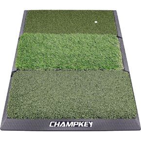CHAMPKEY Professional Tri-Turf Golf Hitting Mat | Heavy Duty Rubber Backing Practice Mat Ideal for Indoor and Outdoor Training