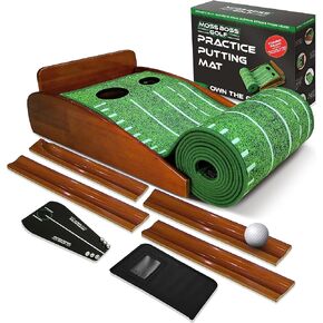 Moss Boss Golf Practice Putting Mat with Putting Mirror or Putting Tutor Aid - Indoor Golf Practice Putting Mat with Automatic Ball Return Track for Mini Games & Practicing at Home or in Office, Includes Putting Mirror, Great Gift for Golf Lovers