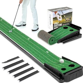 Ropoda 9ft Golf Putting Green، حصيرة وضع محمولة للمنزل والمكتب مع وظيفة إرجاع الكرة التلقائية، ممارسة الغولف تساعد على استخدام حصيرة اللعب في الأماكن المغلقة أو الهواء الطلق