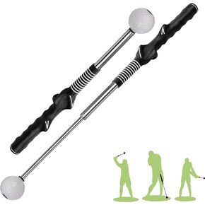 Retractable Golf Swing Training Aid, Golf Grip Trainer & Golf Swing Trainer for Warm-up, Right-Handed Golf Club for Indoor Practice, Golf Accessories - Strength & Tempo Training for Chipping Hitting