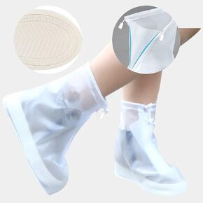 Rain Boot Waterproof Shoes Covers, Sand Control Non-Slip Shoe Cover Galoshes, PVC Rubber Sole Reusable Rain Snow Boots Overshoes for Cycling Outdoor Camping Fishing Garden Travel (S, Transparent) in Kuwait