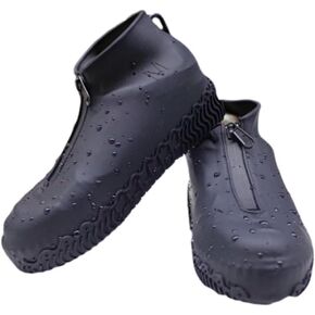 Waterproof Silicone Shoe Covers with Zipper for Rain,Reusable Non Slip Rubber Rain Boots,Upgrade Shoe Cover Cycling Shoe Protectors Outdoor Apply to Men,Women,Kids(Black L)