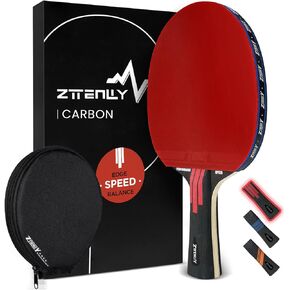 Ping Pong Paddle with Carbon Technology | Performance-Series,7-ply Finest Blade, Expert Speed/Edge/Balance, Thicker Protector Case | Table Tennis Racket for Professional or Training Play