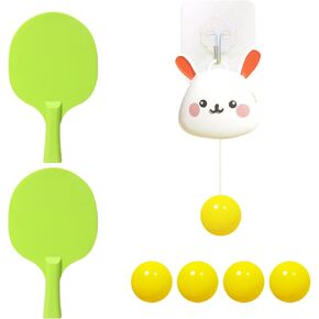 Hanging Table Tennis Trainer Portable Set, Door Pong Game for Kids with Racket and Balls, Adjustable Hanging Table Tennis Trainer