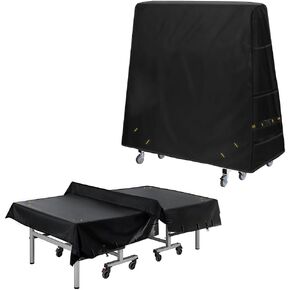 600D Ping Pong Table Cover - Ping Pong Table Cover Outdoor Waterproof & Windproof, Heavy Duty Table Tennis Cover Fits Cornilleau, Kettler, Joola, Killerspin, Stiga Table Tennis Table, Black