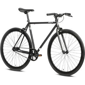 AVASTA Single-Speed Fixed Gear Urban Commuter Bike for Women and Men, Lightweight Unisex Fixie Bike, Flat Handlebar Flip Flop Hub City Road Bicycle, 54 Color Black